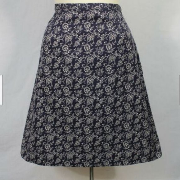 Eddie Bauer Dresses & Skirts - Eddie Bauer Blue White Floral A Line Cotton Skirt